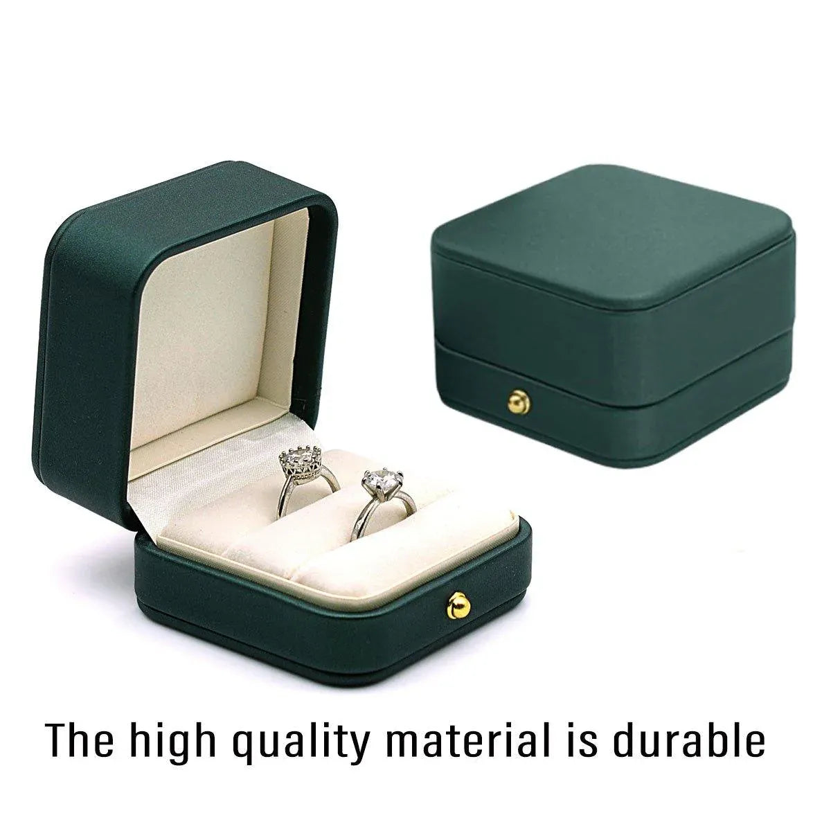 Dark Green Jewelry Box Ring Box Pair Compact Storage Box for Rings Accessories V528-RING-BOX-GREEN-419251