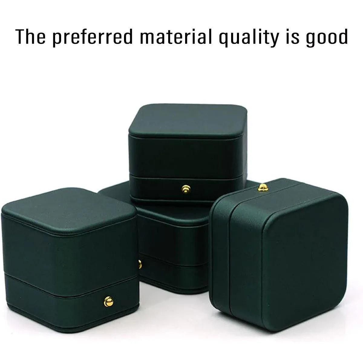 Dark Green Jewelry Box Ring Box Pair Compact Storage Box for Rings Accessories V528-RING-BOX-GREEN-419251