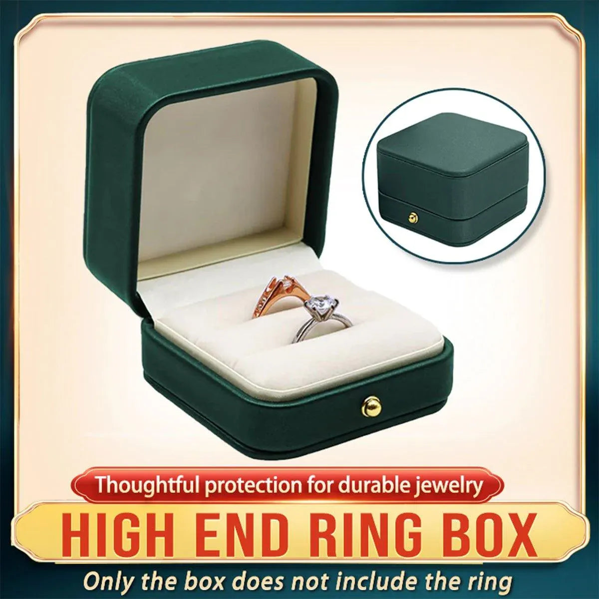 Dark Green Jewelry Box Ring Box Pair Compact Storage Box for Rings Accessories V528-RING-BOX-GREEN-419251
