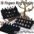 Three Layer Flocking Jewelry Display Stand 18 Finger Ring Organizer Holder V528-RING-DISPLAY-STAND-850573