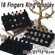 Three Layer Flocking Jewelry Display Stand 18 Finger Ring Organizer Holder V528-RING-DISPLAY-STAND-850573