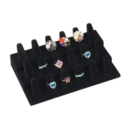 Three Layer Flocking Jewelry Display Stand 18 Finger Ring Organizer Holder V528-RING-DISPLAY-STAND-850573
