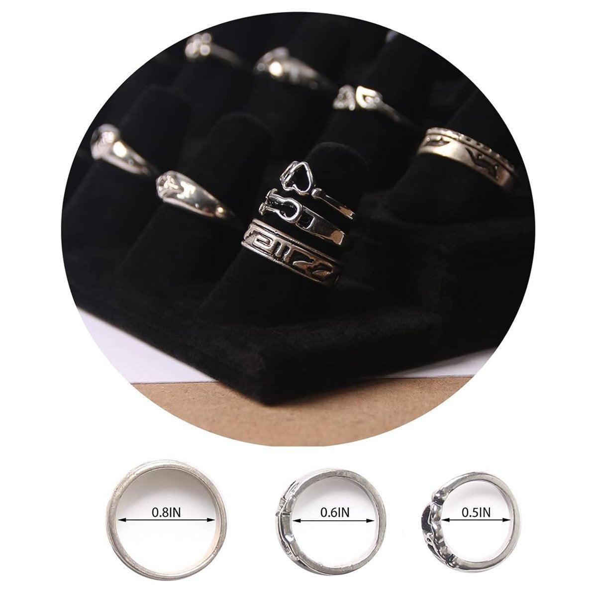 Three Layer Flocking Jewelry Display Stand 18 Finger Ring Organizer Holder V528-RING-DISPLAY-STAND-850573