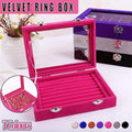 Velvet Ring Earring Jewelry Display Organizer Box Tray Holder Storage Case - Beige V528-RINGBO-BEIGE-282161