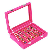 Velvet Ring Earring Jewelry Display Organizer Box Tray Holder Storage Case - Beige V528-RINGBO-BEIGE-282161