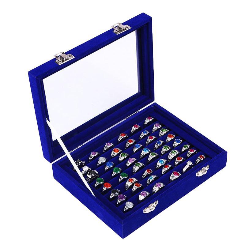 Velvet Ring Earring Jewelry Display Organizer Box Tray Holder Storage Case - Beige V528-RINGBO-BEIGE-282161