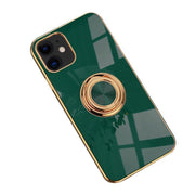 Dark Green Luxury Shockproof Silicone Ring Case Stand Cover for iPhone 14 13 12 Pro Max - iPhone 11 Pro Max V528-RINGCASE-IP11PROMAX-ANLVSE-58185