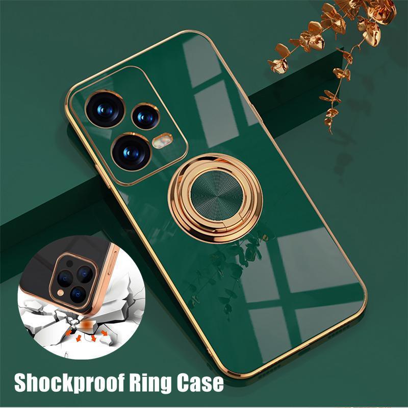Dark Green Luxury Shockproof Silicone Ring Case Stand Cover for iPhone 14 13 12 Pro Max - iPhone 12 Pro Max V528-RINGCASE-IP12PROMAX-ANLVSE-153843
