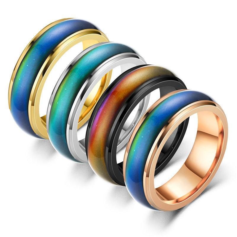 Mood Colour Changing Temperature Ring for Emotional Expression US Size 12 - Rose Gold V528-RINGS-ROSEGOLD-12-404167