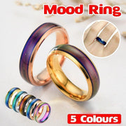Mood Colour Changing Ring Temperature Sensitive Stainless Steel US Size 8 - Rose Gold V528-RINGS-ROSEGOLD-8-555931