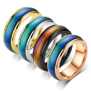 Mood Colour Changing Ring Temperature Sensitive Stainless Steel US Size 8 - Rose Gold V528-RINGS-ROSEGOLD-8-555931