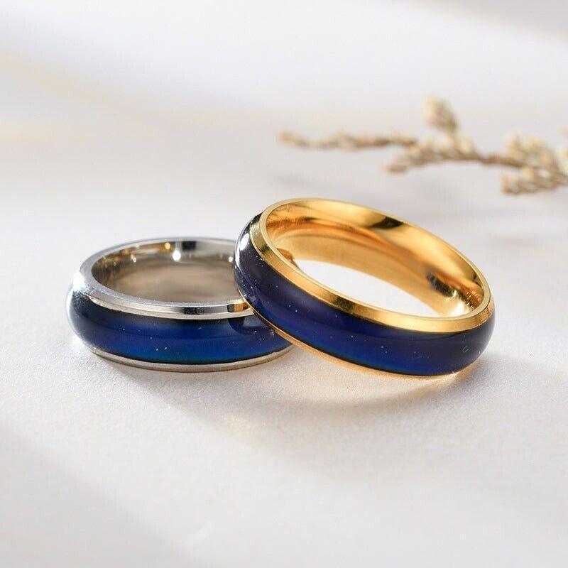 Mood Colour Changing Ring Temperature Sensitive Stainless Steel US Size 8 - Rose Gold V528-RINGS-ROSEGOLD-8-555931