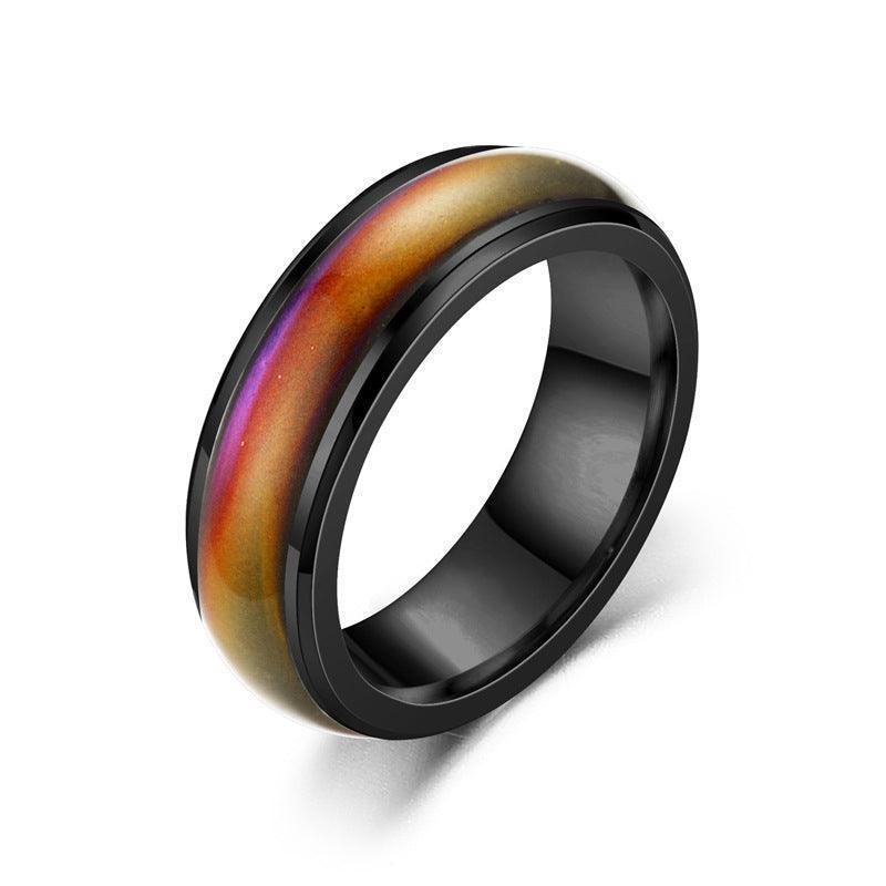 Mood Colour Changing Ring Temperature Sensitive Stainless Steel US Size 8 - Rose Gold V528-RINGS-ROSEGOLD-8-555931