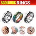 Spinner Rings Mens Womens Fidget Rotating Ring Silver Stainless Steel Size 8 - Silver V528-RINGS-SILVER-SIZE8-917004