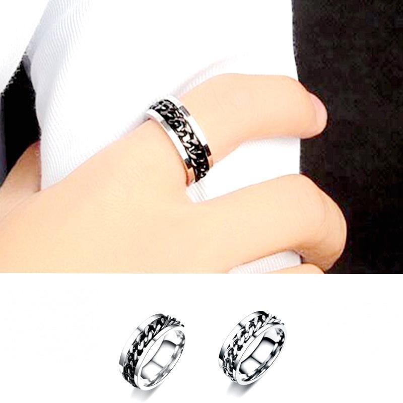 Spinner Rings Mens Womens Fidget Rotating Ring Silver Stainless Steel Size 8 - Silver V528-RINGS-SILVER-SIZE8-917004