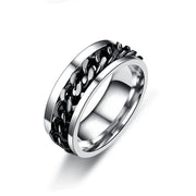 Spinner Rings Mens Womens Fidget Rotating Ring Silver Stainless Steel Size 8 - Silver V528-RINGS-SILVER-SIZE8-917004