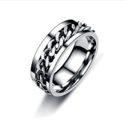 Spinner Rings Mens Womens Fidget Rotating Ring Silver Stainless Steel Size 8 - Silver V528-RINGS-SILVER-SIZE8-917004