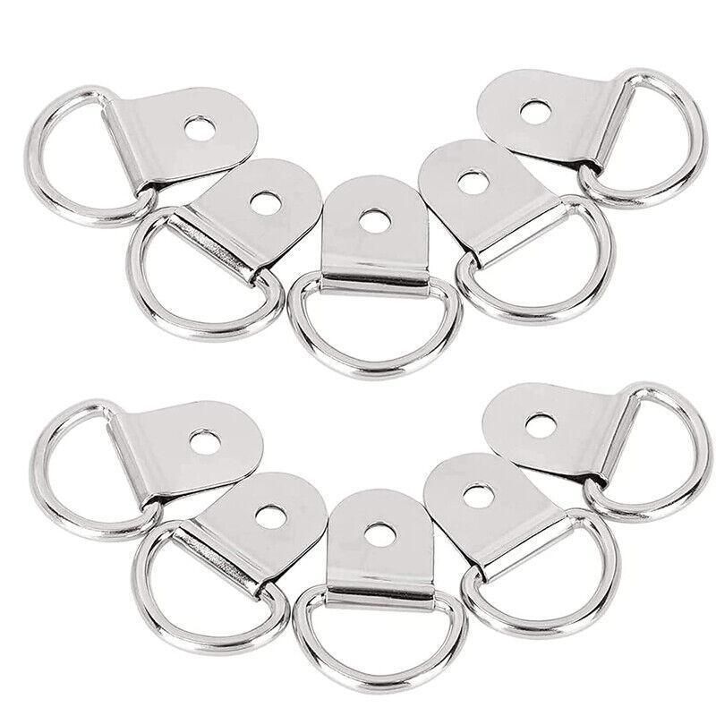 30PCS D-Ring Tie Downs Metal Anchor Point Silver Universal V528-RINGTIE-SILVER-897154