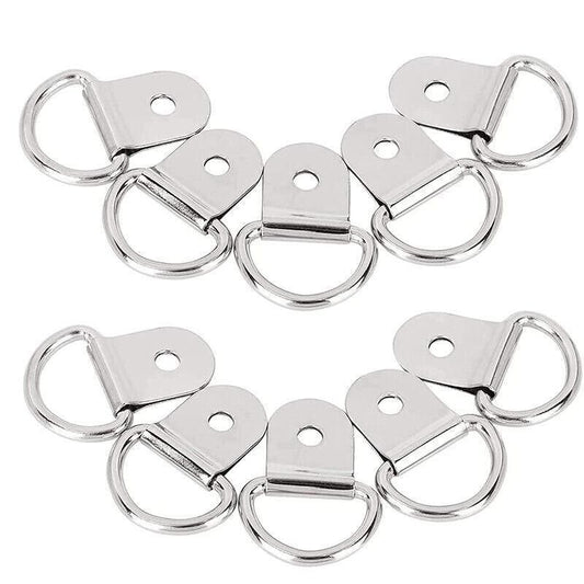 30PCS D-Ring Tie Downs Metal Anchor Point Silver Universal V528-RINGTIE-SILVER-897154