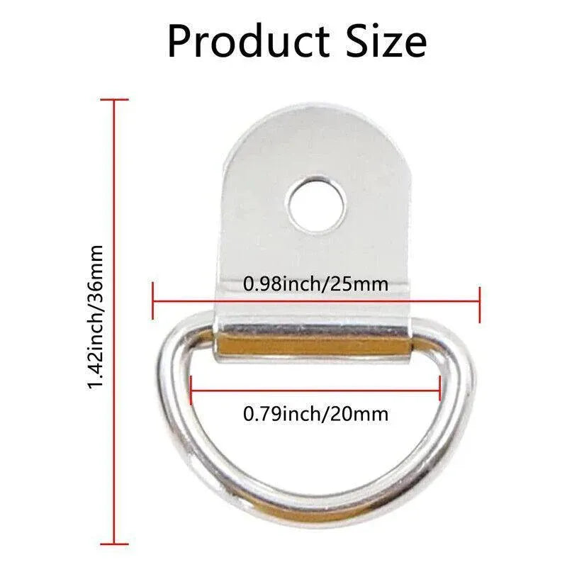 30PCS D-Ring Tie Downs Metal Anchor Point Silver Universal V528-RINGTIE-SILVER-897154