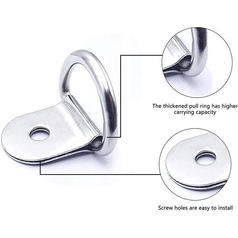 30PCS D-Ring Tie Downs Metal Anchor Point Silver Universal V528-RINGTIE-SILVER-897154