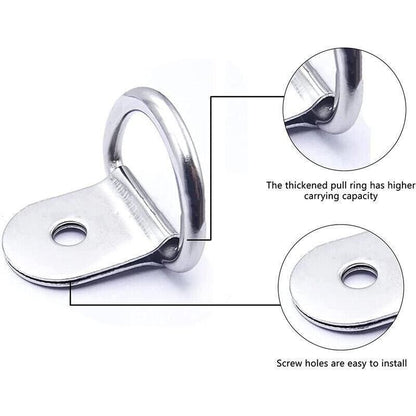 30PCS D-Ring Tie Downs Metal Anchor Point Silver Universal V528-RINGTIE-SILVER-897154