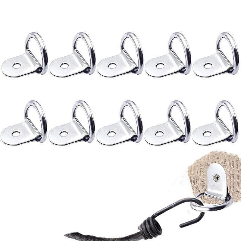 30PCS D-Ring Tie Downs Metal Anchor Point Silver Universal V528-RINGTIE-SILVER-897154