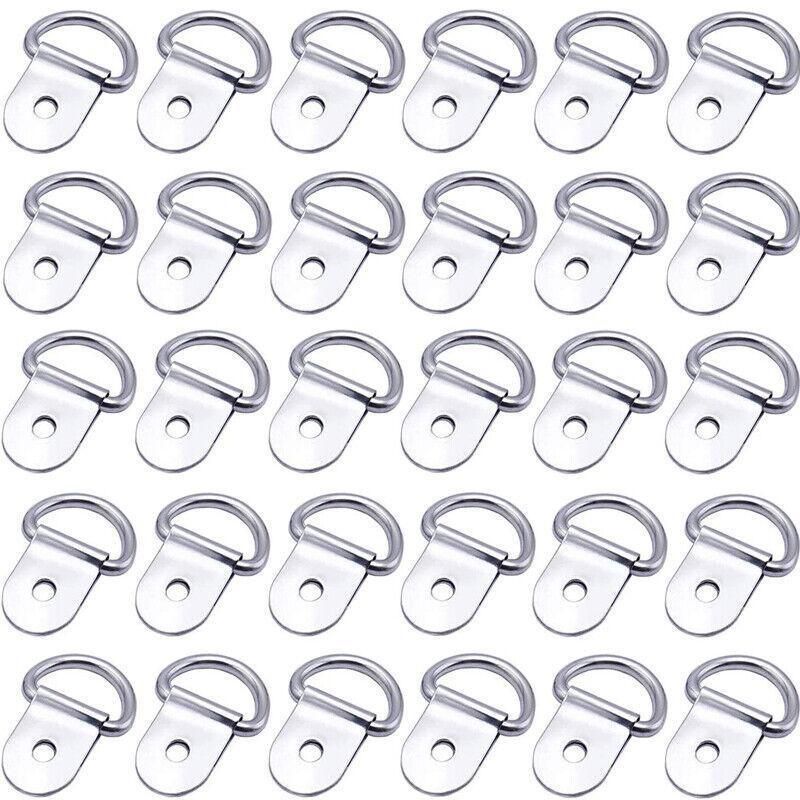 30PCS D-Ring Tie Downs Metal Anchor Point Silver Universal V528-RINGTIE-SILVER-897154