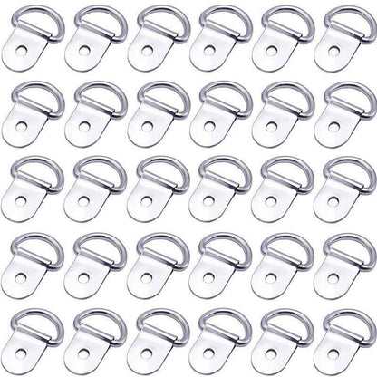 30PCS D-Ring Tie Downs Metal Anchor Point Silver Universal V528-RINGTIE-SILVER-897154