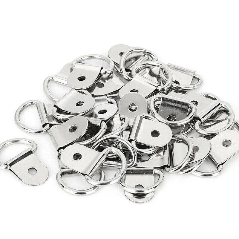 30PCS D-Ring Tie Downs Metal Anchor Point Silver Universal V528-RINGTIE-SILVER-897154