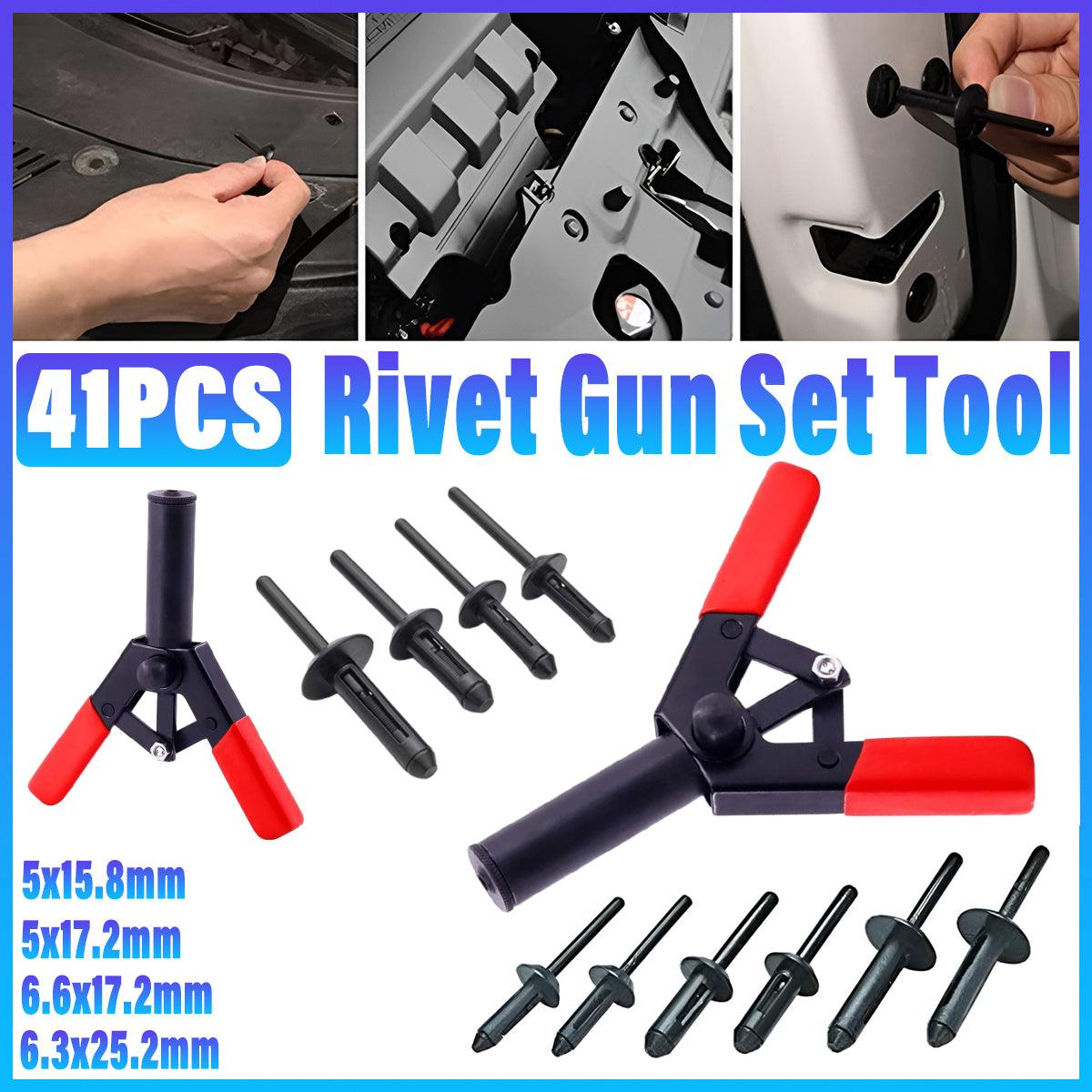 41 Piece Plastic Rivet Tool Set Quick Release Polyethylene Riveting Kit V528-RIVET-GUN-41PCS-530992