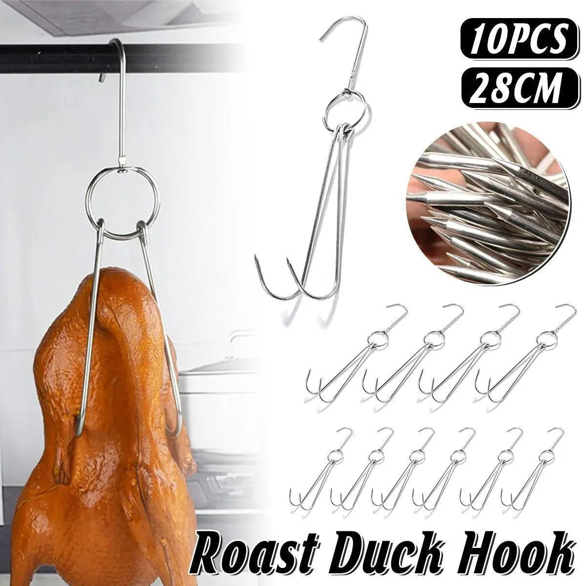 10PCS Stainless Steel Roast Duck Hooks Duty Double Hooks for Chicken Meat Goose V528-ROAST-DUCK-HOOK-10PCS-776258