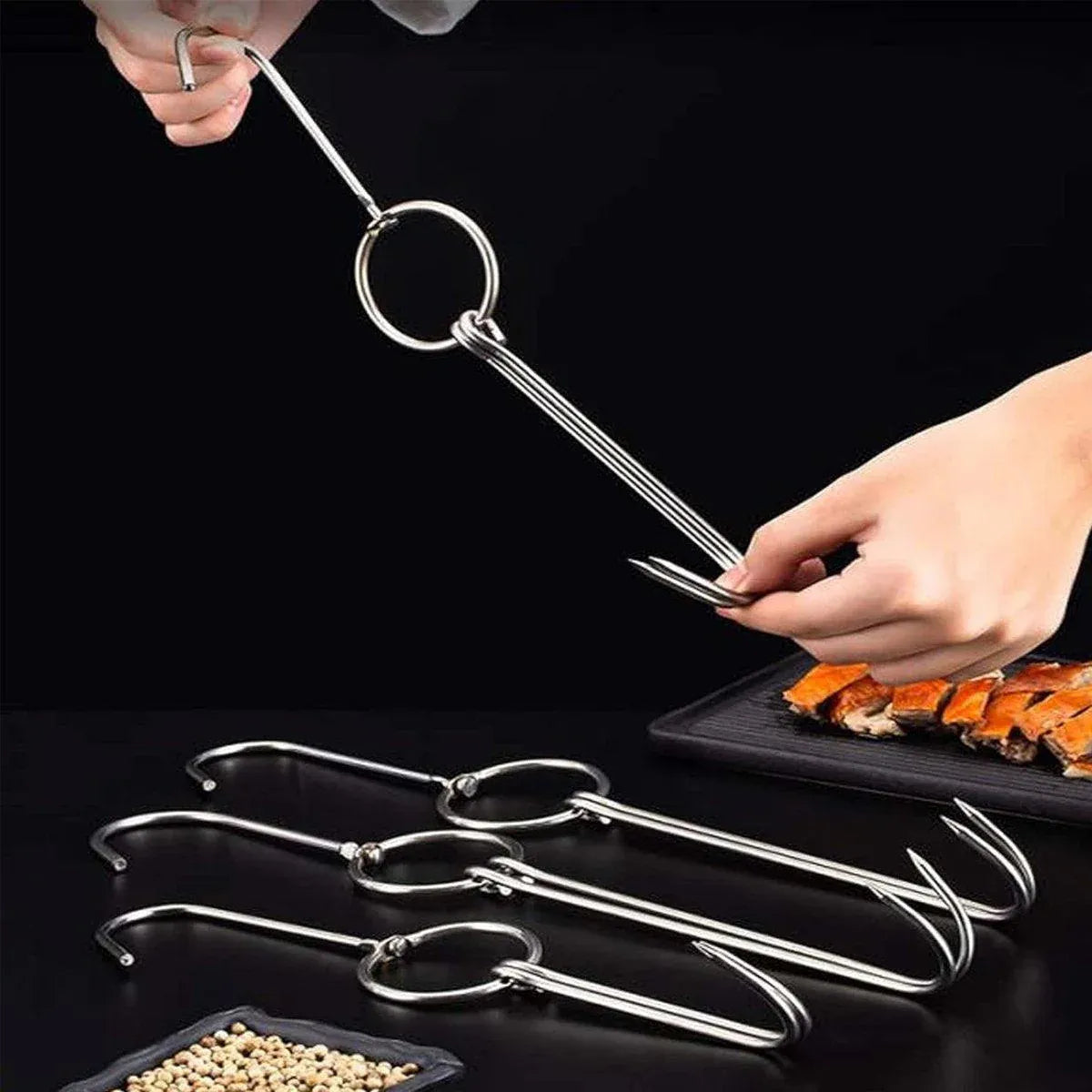 10PCS Stainless Steel Roast Duck Hooks Duty Double Hooks for Chicken Meat Goose V528-ROAST-DUCK-HOOK-10PCS-776258