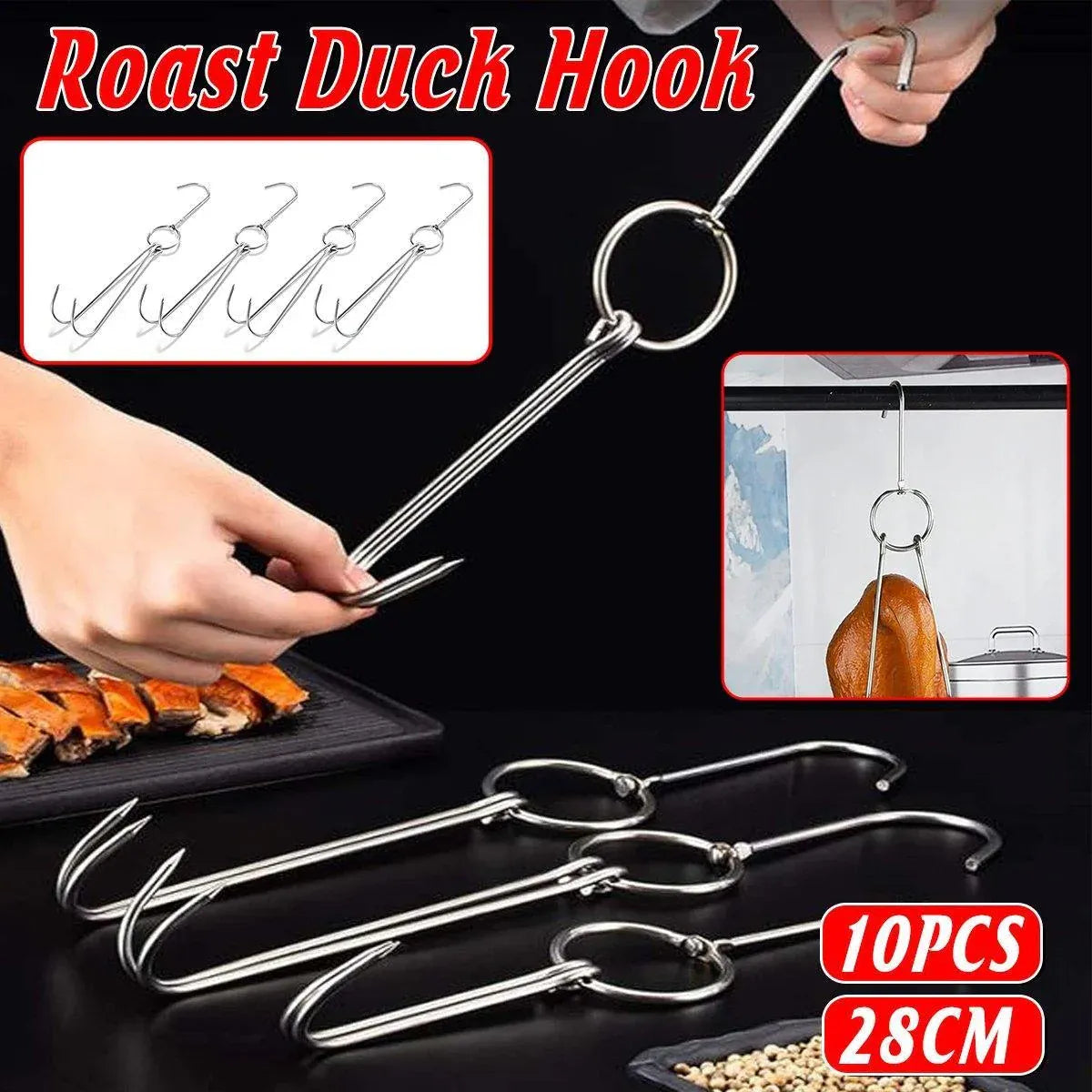 10PCS Stainless Steel Roast Duck Hooks Duty Double Hooks for Chicken Meat Goose V528-ROAST-DUCK-HOOK-10PCS-776258