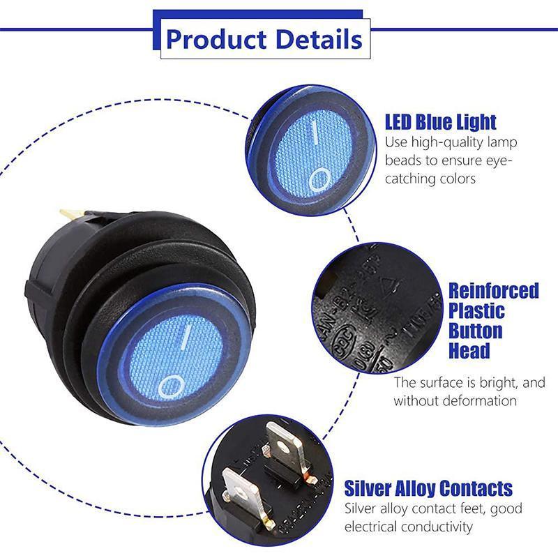 5Pcs/Set 12V 20A Car Spst Auto Marine Boat Round On/Off Rocker Waterproof Switch V528-ROCKERWATERPROOFSWITCH-5-957167