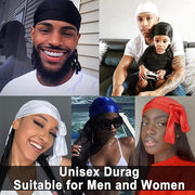 Velvet Durag Silky Hat Cap Men Women Premium Designer Doo Rag Wave Silk Headwear - Roral blue V528-ROCOLOUR-RORALBLUE27996