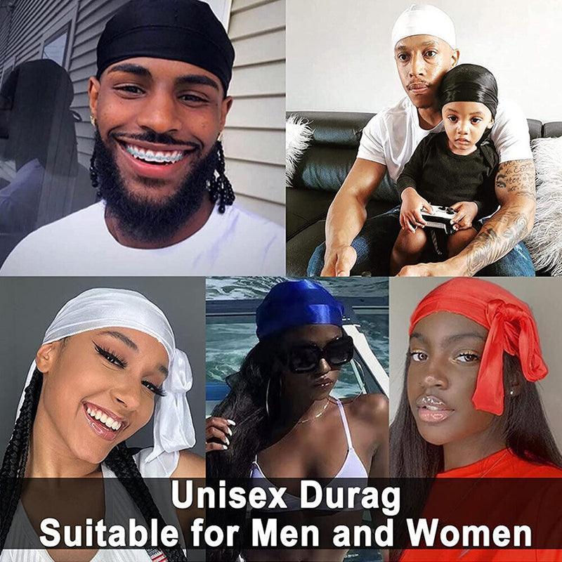 Velvet Durag Silky Hat Cap Men Women Premium Designer Doo Rag Wave Silk Headwear - Roral blue V528-ROCOLOUR-RORALBLUE27996