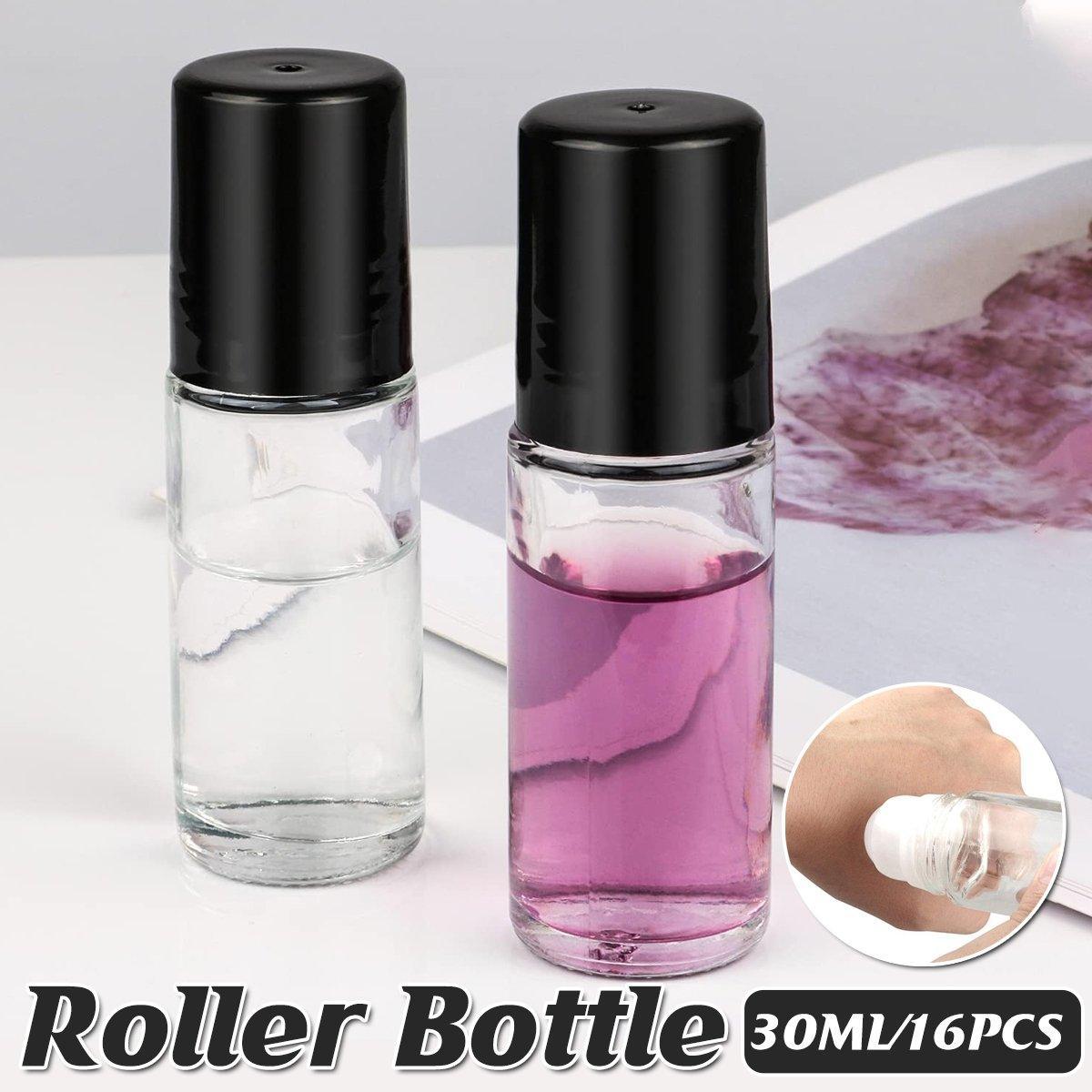 16X Clear Glass Roll On Bottle 30ml Extra Large Roller Ball Perfume Oil Underarm V528-ROLL-ON-BOTTLE-16PCS-174650