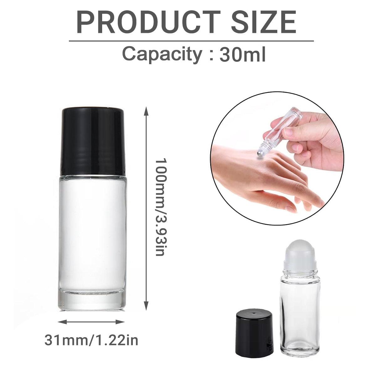 16X Clear Glass Roll On Bottle 30ml Extra Large Roller Ball Perfume Oil Underarm V528-ROLL-ON-BOTTLE-16PCS-174650