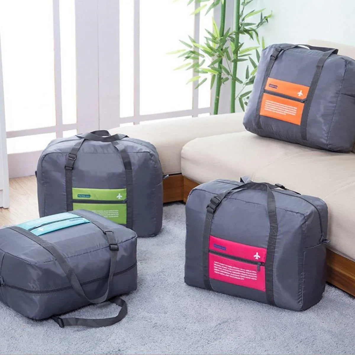 Nylon Waterproof Collapsible Travel Bag Large Suitcase Clothing Organizer - Blue V528-ROLLER-BAG-BLUE-289911