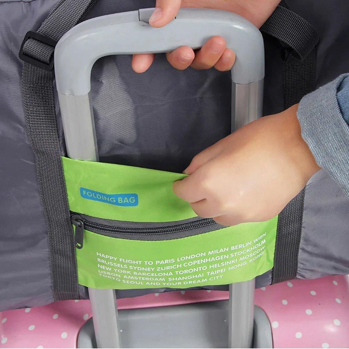 Nylon Waterproof Collapsible Travel Bag Large Suitcase Clothing Organizer - Green V528-ROLLER-BAG-GREEN-700389