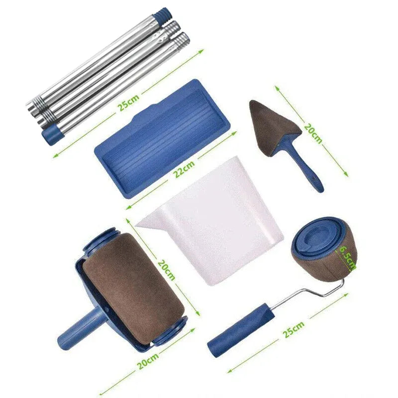 8Pcs/Set Pro Paint Roller Brush Handle Flocked Edger Wall Painting Hand Tool V528-ROLLERBRUSH-798575