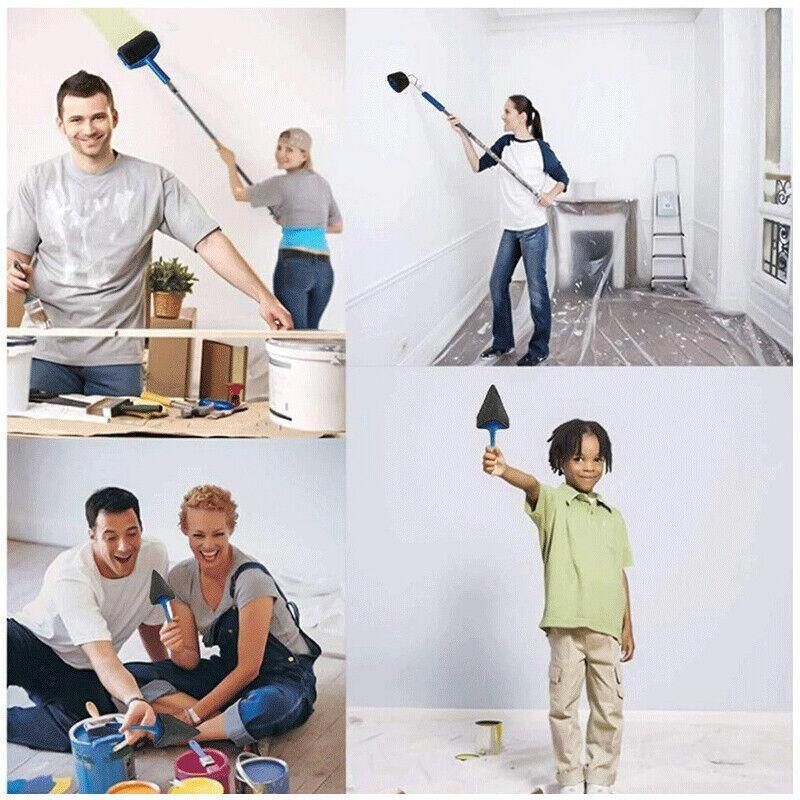 8Pcs/Set Pro Paint Roller Brush Handle Flocked Edger Wall Painting Hand Tool V528-ROLLERBRUSH-798575