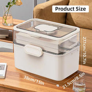 Large Capacity 3 Layer Medicine Box Family Medical Storage Case First Aid Supply V528-ROLLING-38CM-281249
