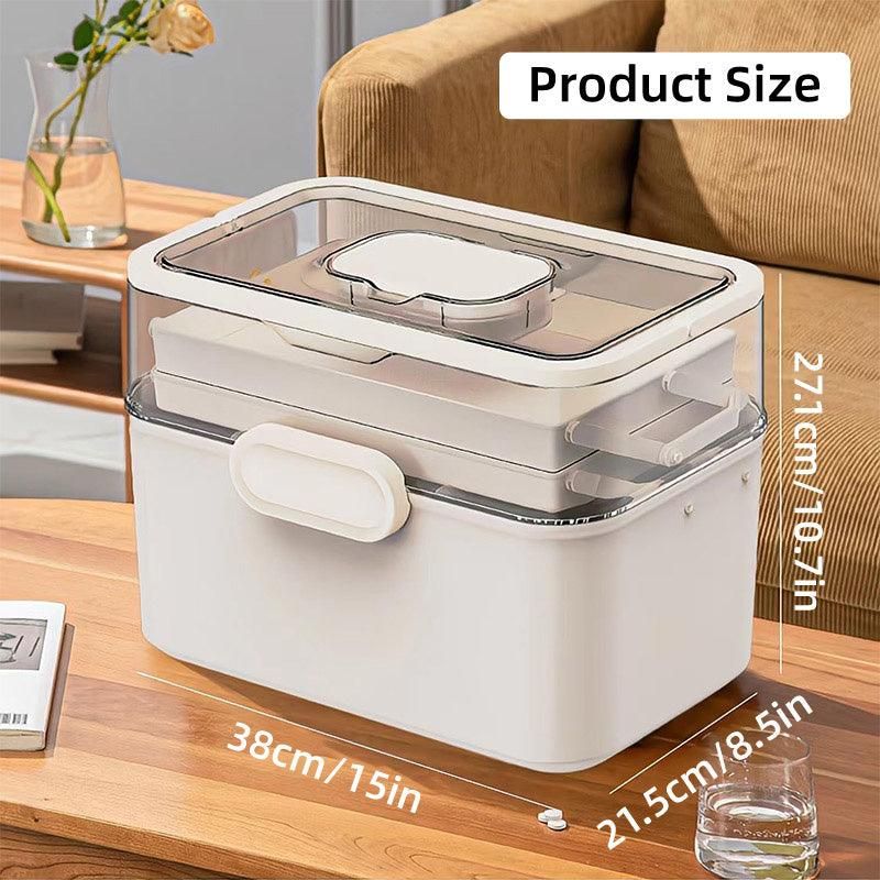 Large Capacity 3 Layer Medicine Box Family Medical Storage Case First Aid Supply V528-ROLLING-38CM-281249