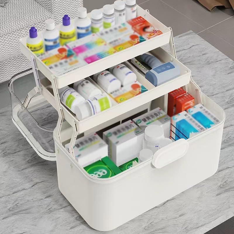 Large Capacity 3 Layer Medicine Box Family Medical Storage Case First Aid Supply V528-ROLLING-38CM-281249