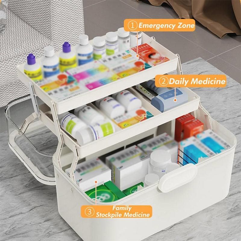 Large Capacity 3 Layer Medicine Box Family Medical Storage Case First Aid Supply V528-ROLLING-38CM-281249