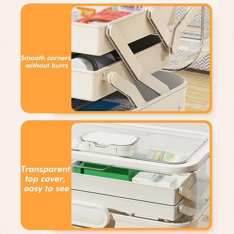 Large Capacity 3 Layer Medicine Box Family Medical Storage Case First Aid Supply V528-ROLLING-38CM-281249