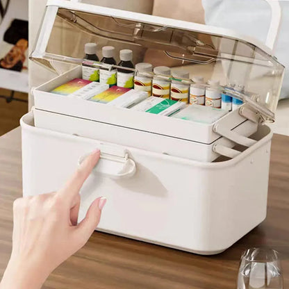 Large Capacity 3 Layer Medicine Box Family Medical Storage Case First Aid Supply V528-ROLLING-38CM-281249