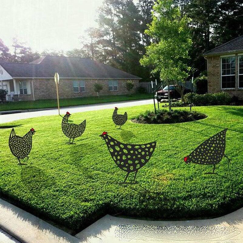 Garden Ornaments Chicken Yard Art Garden Backyard Lawn Decor Gift Easter Deco - E V528-ROOSTER-E-94575